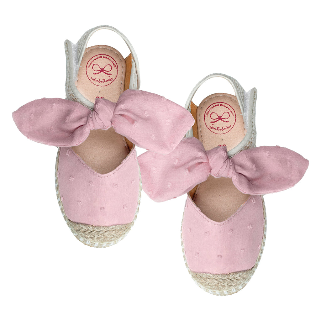 Alpargata Plumeti con moño niña palo de rosa – calzado infantil español ceremonia – Spañoletas México
