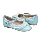 Zapato Ceremonia con olán niña azul detalle – Primera Comunión, pajes y eventos – Spañoletas México