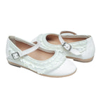 Zapato Ceremonia con olán niña blanco detalle – Primera Comunión, pajes y eventos – Spañoletas México