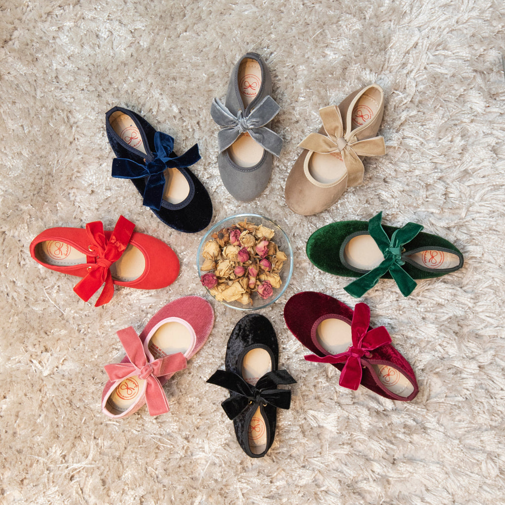 Merceditas clásica listón terciopelo colores para niña – calzado infantil español hecho a mano – Spañoletas México