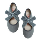 Merceditas Clásica Listón Terciopelo niña gris – calzado infantil español – Spañoletas México