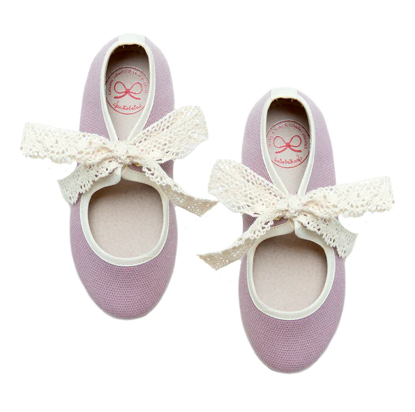 Merceditas Loneta con Listón niña morado – calzado infantil español – Spañoletas México