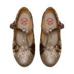 Merceditas Terciopelo T Glitter niña oro – calzado infantil español – Spañoletas México
