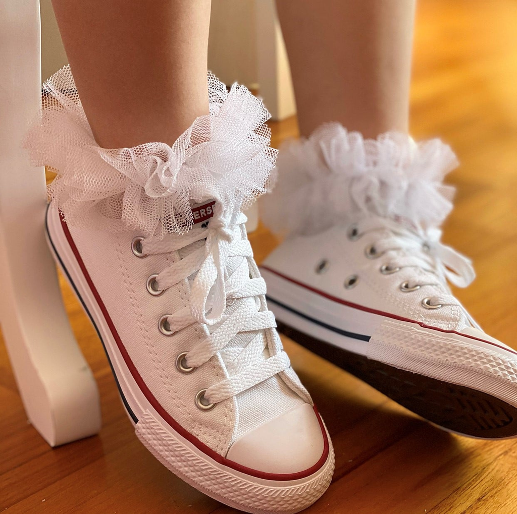Calceta con tul para niña – complemento calzado infantil español – Spañoletas México